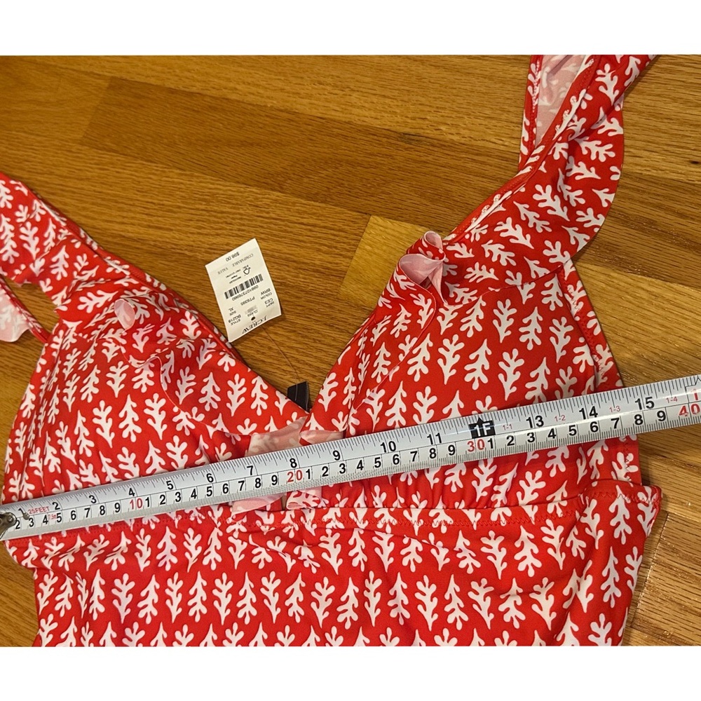 NWT J. Crew Red & White Patterned One-Piece Swimsuit - Picture 5 of 6